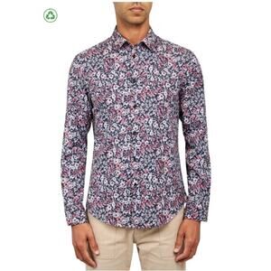 BROOKLYN BRIGADE NWT York 4-Way Stretch Watercolor Floral Slim Fit Shirt Size L